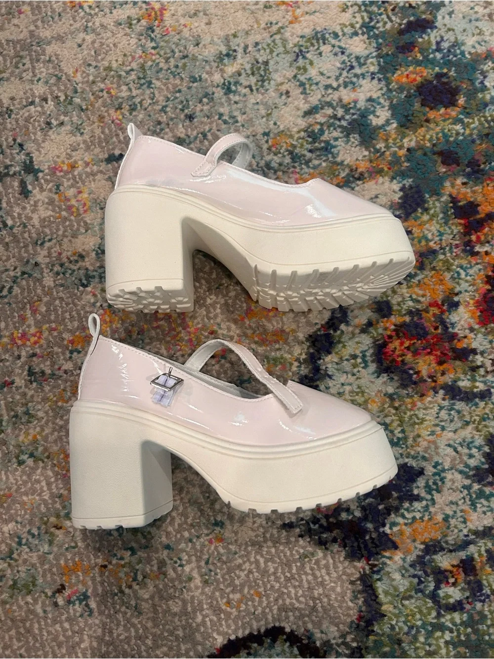 Classic Mary Jane Platform Heels in White